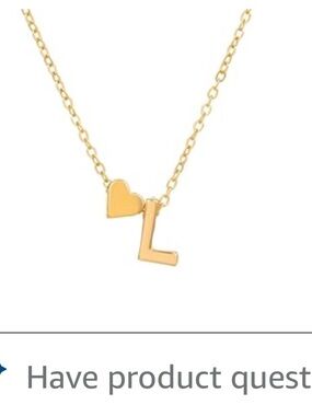 Gold Initial 'L' Necklace with Heart Pendant